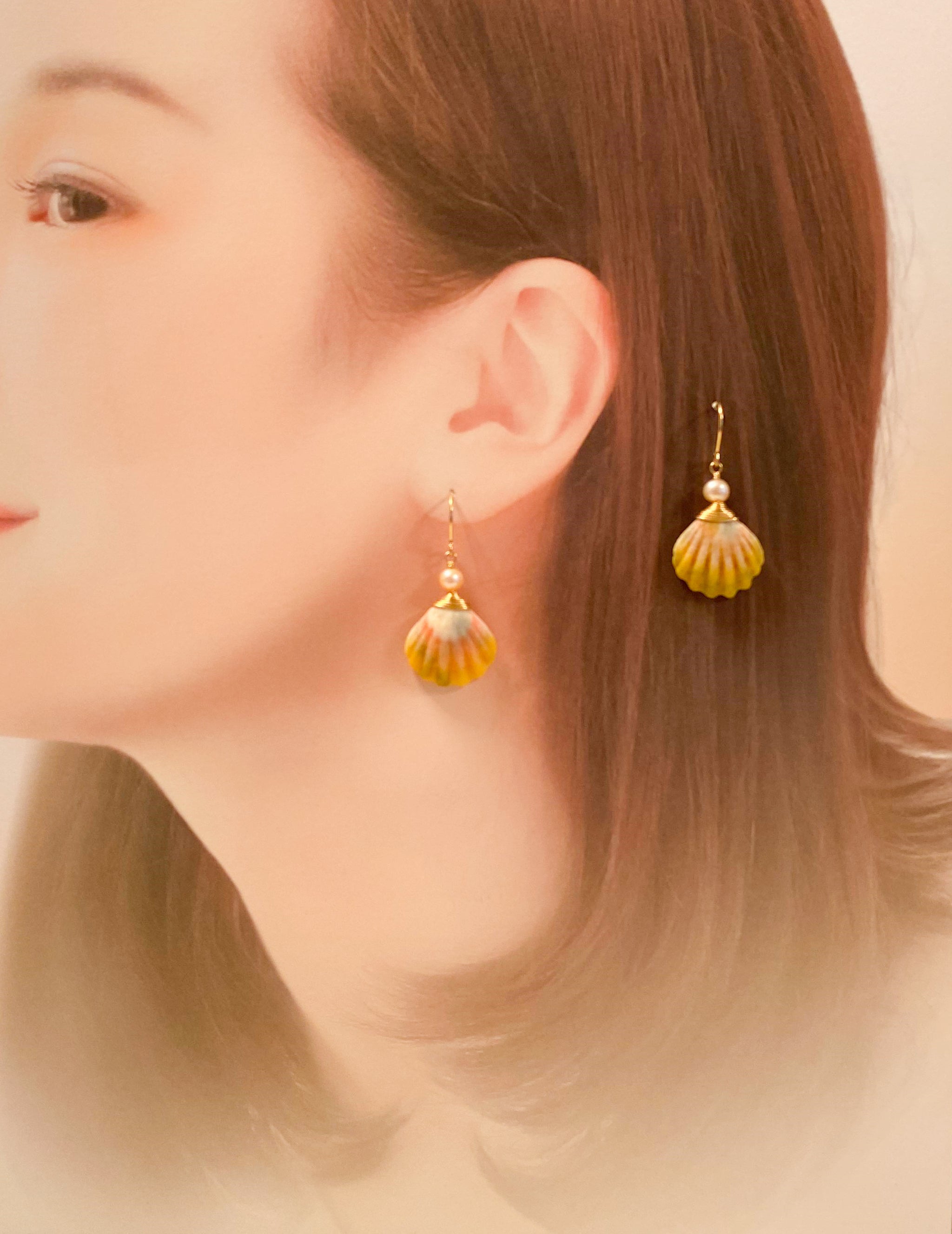 希少！サンライズシェル♡ハンドメイドピアス ハワイ サンライズシェル 